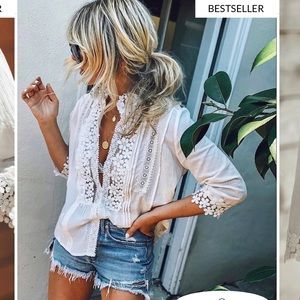 Vici lace white top like new size small